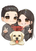 Chibi Couple with Pet